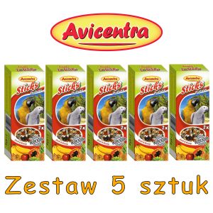Sticks Deluxe Duża papuga: owoce + miód ZESTAW 5 SZTUK