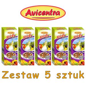 Sticks Deluxe Średnia Papuga: owoce + orzechy ZESTAW 5 SZTUK