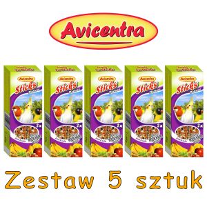 Sticks Deluxe Średnia Papuga: owoce + orzechy ZESTAW 5 SZTUK