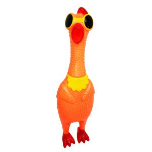 Kurczak skrzeczący, gumowa zabawka pomarańczowy