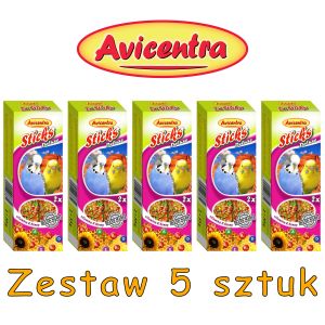 Sticks Deluxe Papużka falista: witaminy + miód ZESTAW 5 SZTUK