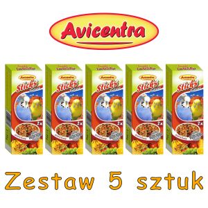 Sticks Deluxe Papużka falista: owoce + miód ZESTAW 5 SZTUK